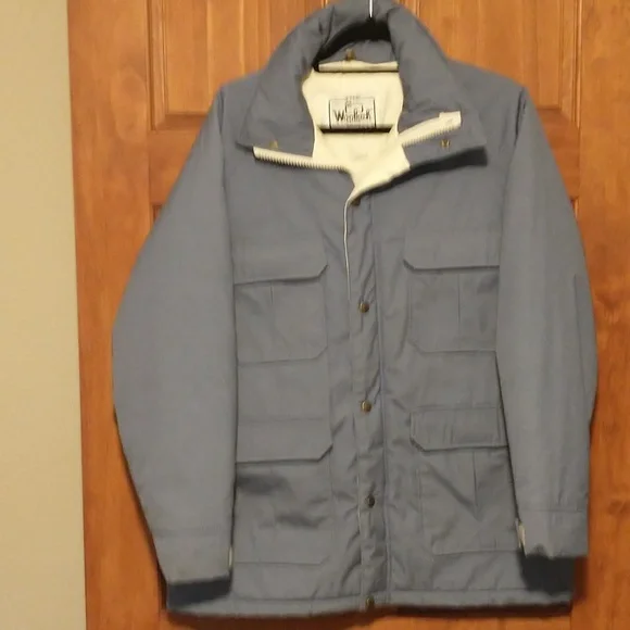 Woolrich woman's size L heavy quilted lined winter parka coat in periwinkle blue - Picture 3 of 16